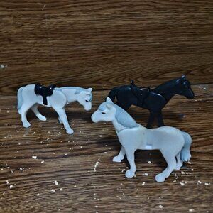 Playmobil Set of 3 Horses 2 White 1 Black